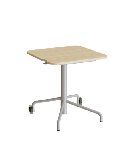 Höj- och sänkbart elevbord Smile 110, 650x650 mm, björklaminat, silver stativ