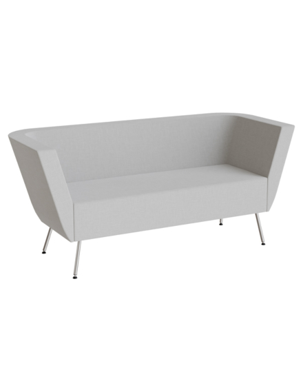 2-sits soffa Piece med högt armstöd, klädd i ljusgrått tyg, ben i metall