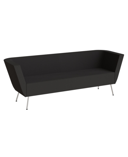 3-sits soffa Piece med högt armstöd, klädd i svart tyg, ben i metall